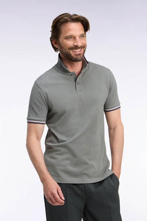 Polo manches courtes en coton kaki coupe droite - Image 1