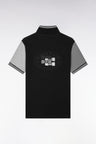 Polo manches courtes en coton tricolore gris coupe droite