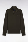 Polo manches longues en coton Pima kaki coupe droite