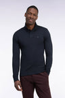 Polo manches longues en coton Pima noir coupe droite