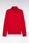 Polo manches longues en coton Pima rouge coupe droite
