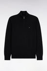 Pull col camionneur en laine et coton noir coupe droite