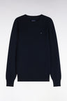 Pull col rond en coton marine coupe droite