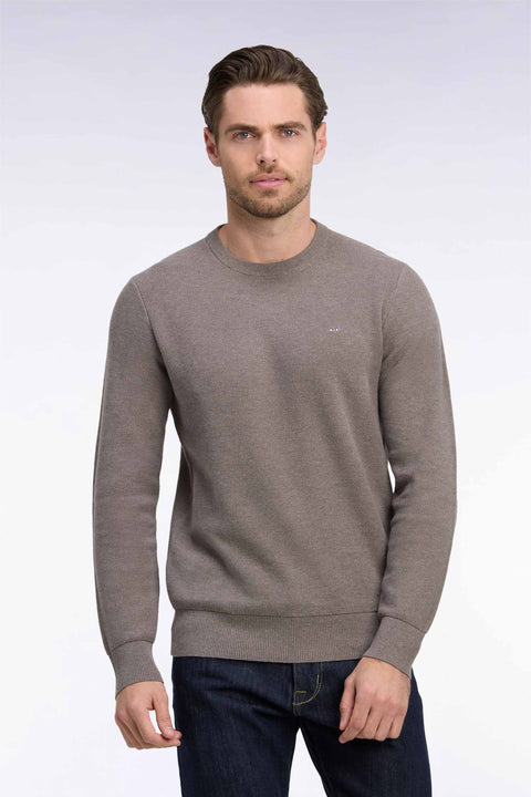 Pull col rond en coton gris coupe droite - Image 3