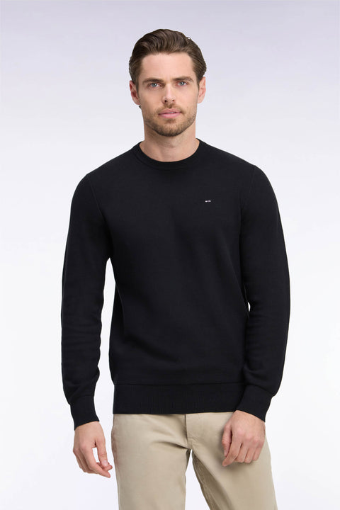 Pull col rond en coton noir coupe droite - Image 3