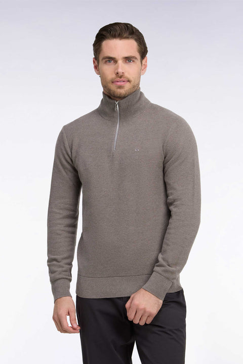 Pull col camionneur en coton gris anthracite coupe droite - Image 3