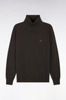 Pull à col roulé en coton et viscose marron coupe droite