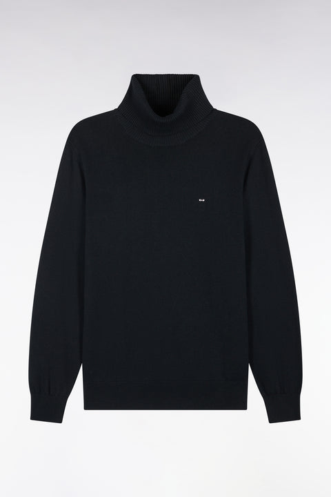 Pull à col roulé en coton et viscose noir coupe droite - Image 2