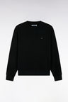 Sweatshirt à col rond en molleton coton noir coupe droite