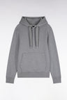 Sweatshirt à capuche en molleton coton gris coupe droite