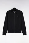 Sweatshirt zippé à col camionneur en coton noir coupe droite