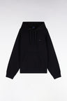 Sweatshirt à capuche unisexe en interlock noir coupe loose