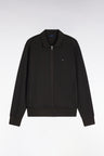 Zipped sweatshirt with polo collar in brown cotton, straight cut