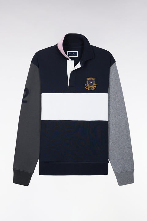 Sweatshirt en coton à découpes marine écusson brodé - Image 2