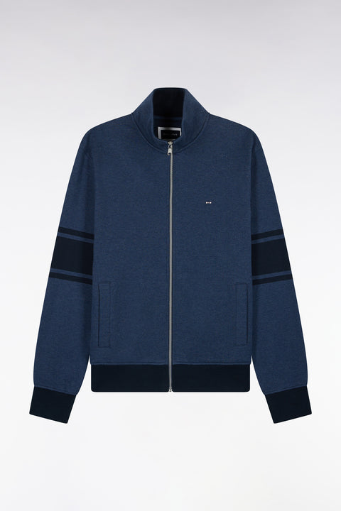 Sweatshirt zippé à col montant en molleton coton chiné coupe droite - Image 2
