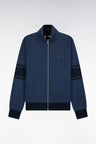 Sweatshirt zippé à col montant en molleton coton chiné coupe droite