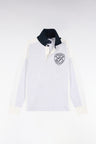 Sweatshirt unisexe à col maillot en interlock gris et découpes contrastées coupe loose