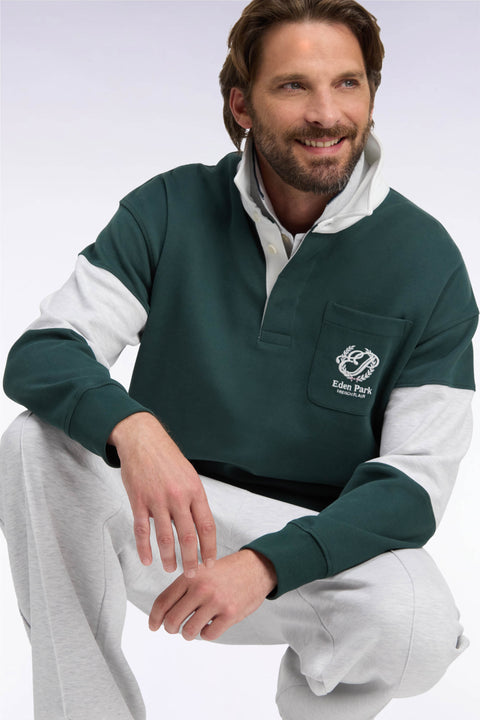 Sweatshirt unisexe à col maillot en interlock vert broderies héritage coupe loose - Image 2