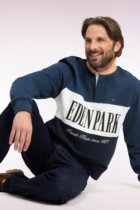 Sweatshirt zippé à col polo gris coupe droite - Image 1