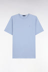 T-shirt manches courtes col rond en coton bleu ciel coupe droite
