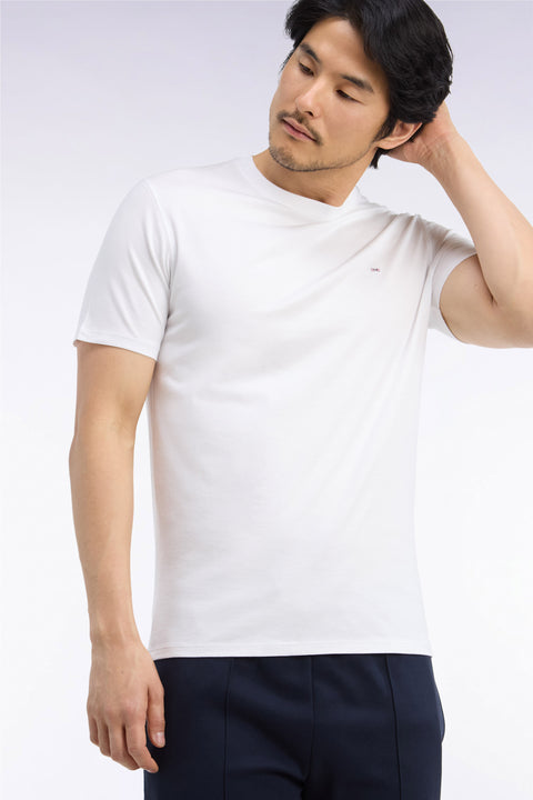 T-shirt manches courtes en coton blanc coupe droite nœud papillon - Image 1