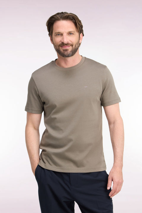 T-shirt manches courtes en coton beige coupe droite - Image 3