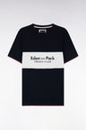 T-shirt manches courtes bicolore à découpe écrue brodé coupe droite