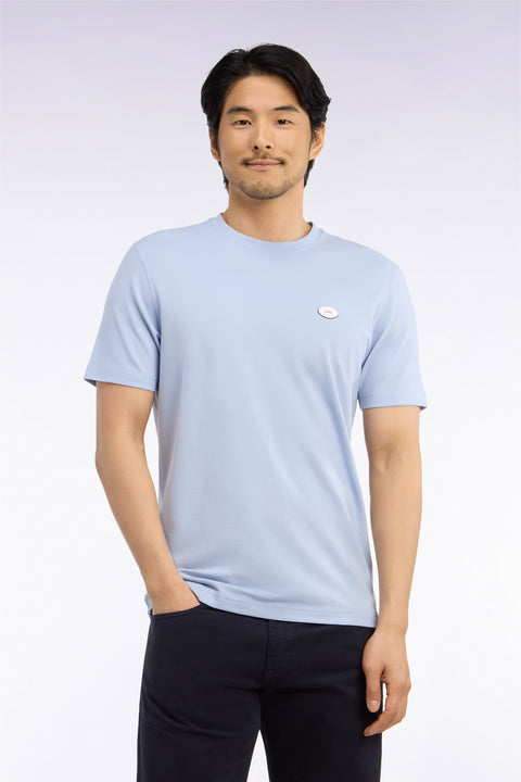 T-shirt manches courtes bleu ciel coupe droite - Image 3