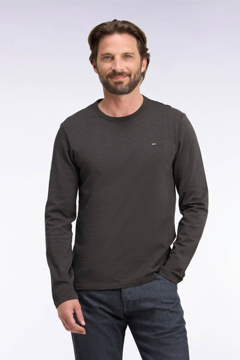 T-shirt manches longues en coton marron coupe ajustée - Image 3