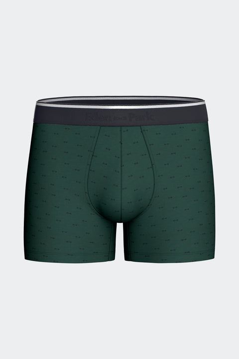 Boxer en coton stretch kaki à micromotifs nœud papillon - Image 1