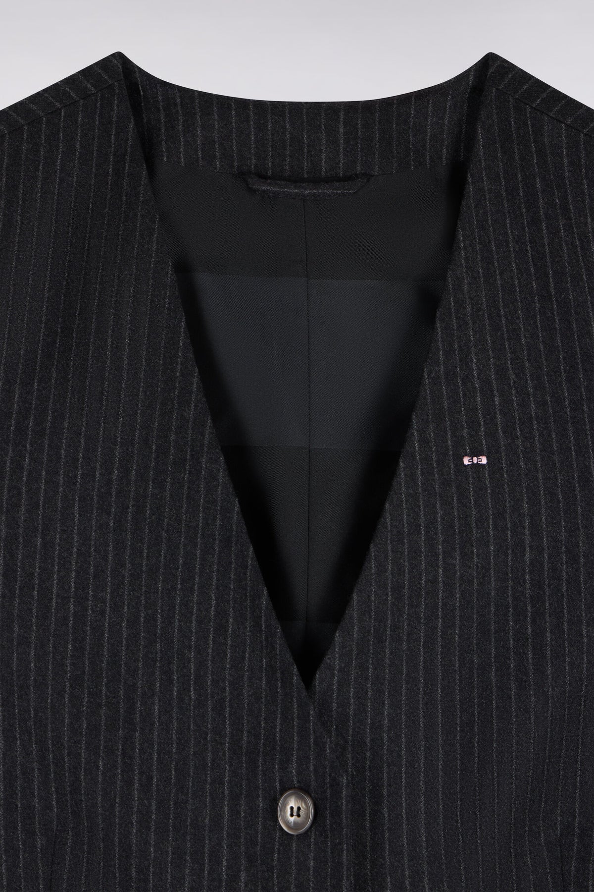 Black striped stretch wool suit vest