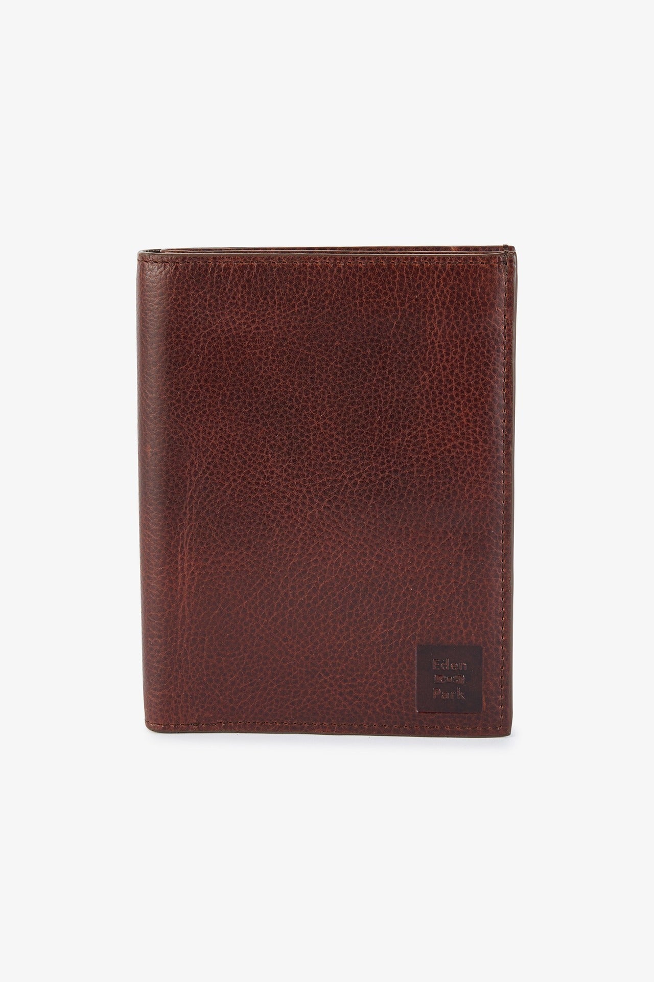 Dark brown leather travel wallet