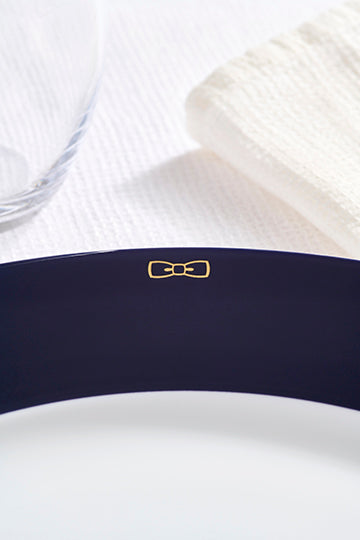 Set of 6 large navy plates in Limoges porcelain - Image 3