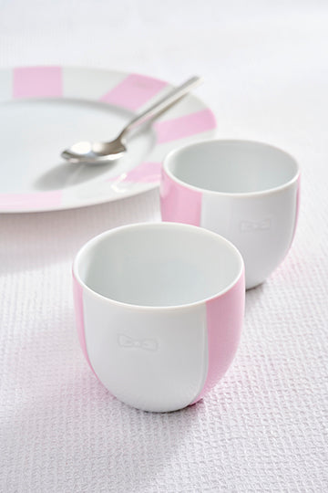 Set of two porcelain coffee cups with pink glazed interior - Image 2