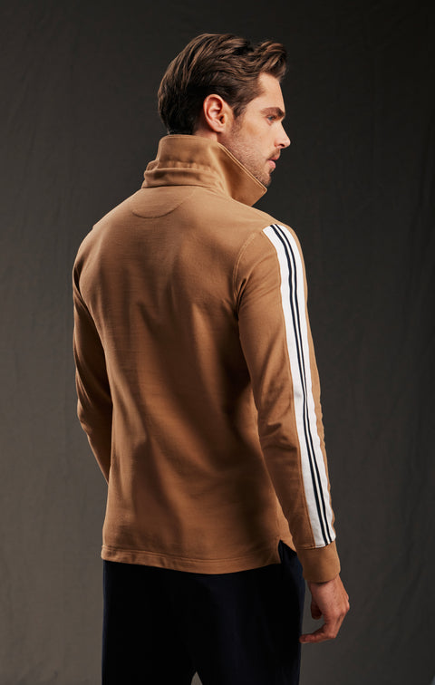 PAP'ATELIER upcycled camel cotton rugby shirt with braided detail - Image 2