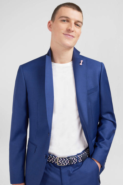 Slim-fit suit in blue wool - Image 1