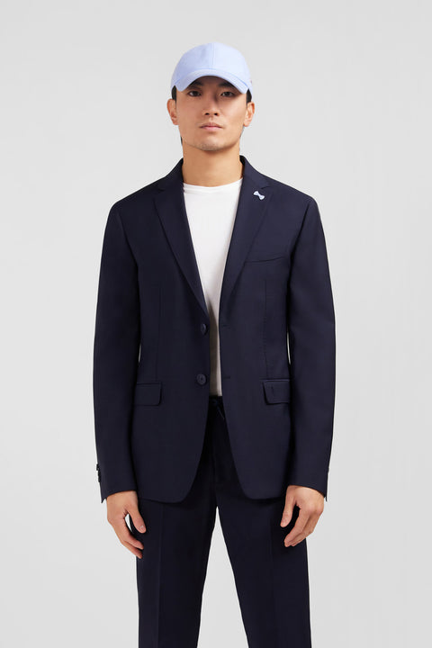 Dark blue blazer with embossed bow detail - Image 1