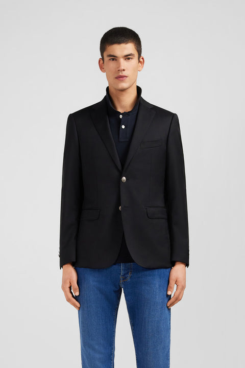 Slim fit black 100% wool blazer - Image 1
