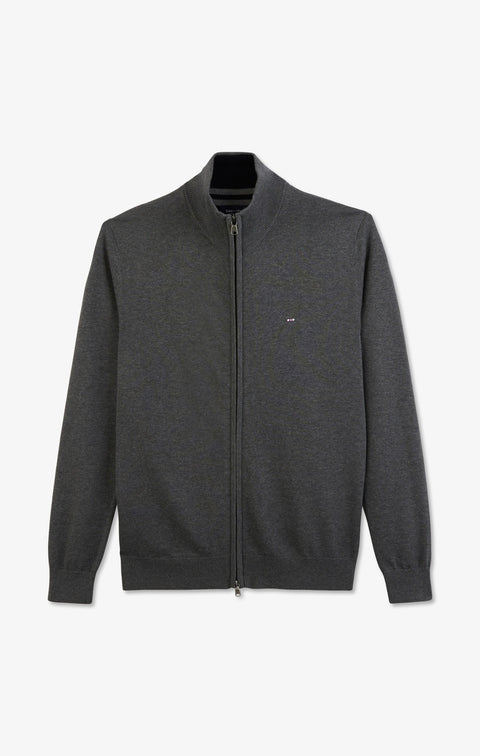 Cardigan gris zippé en coton - Image 2