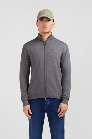 Cardigan gris zippé en coton