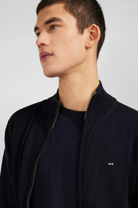 Cardigan noir zippé en coton - Image 1