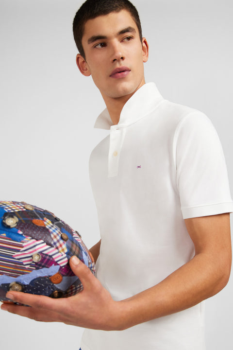 Polo blanc en coton pima stretch - Image 3