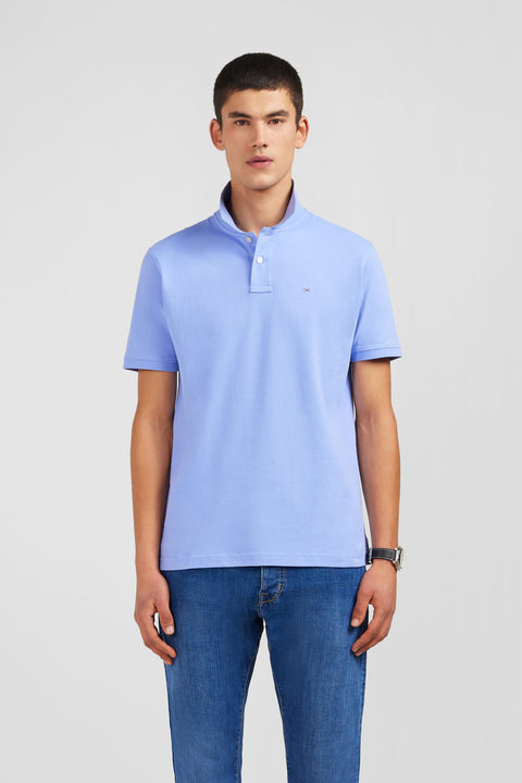 Polo bleu en coton pima stretch - Image 1