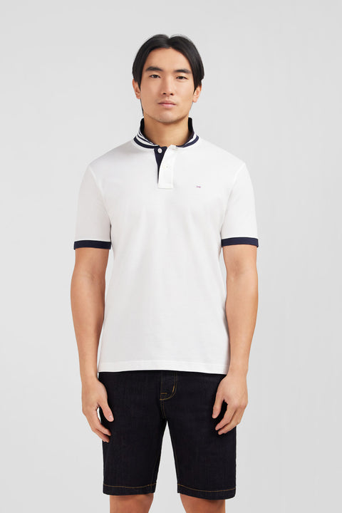 Polo blanc en coton pima avec détails contrastés - Image 1