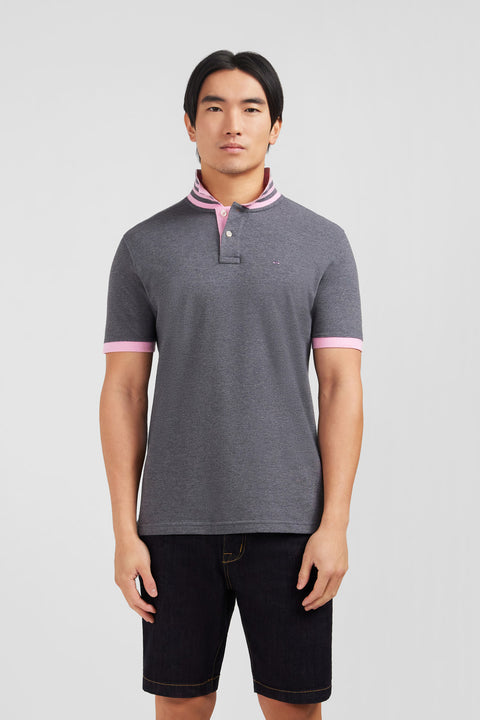Polo gris en coton pima avec détails contrastés - Image 1