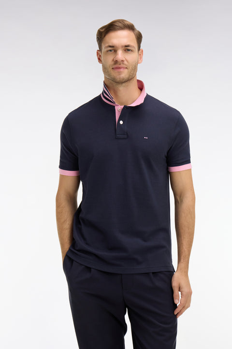Navy blue pima cotton polo with contrasting accents - Image 3