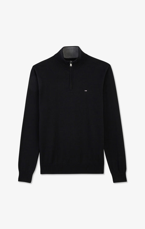 Black cotton jersey jumper with trucker neck - Image 2