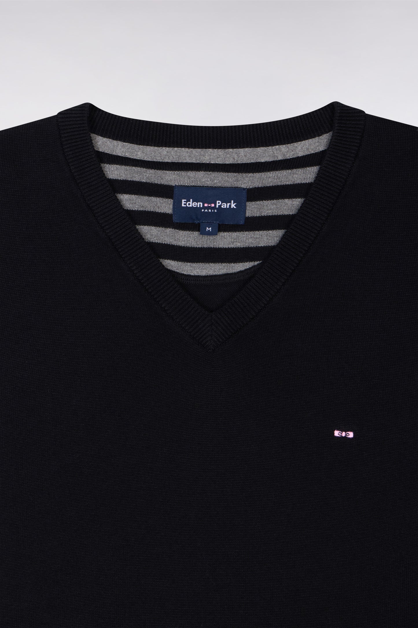 Black cotton V-neck sweater