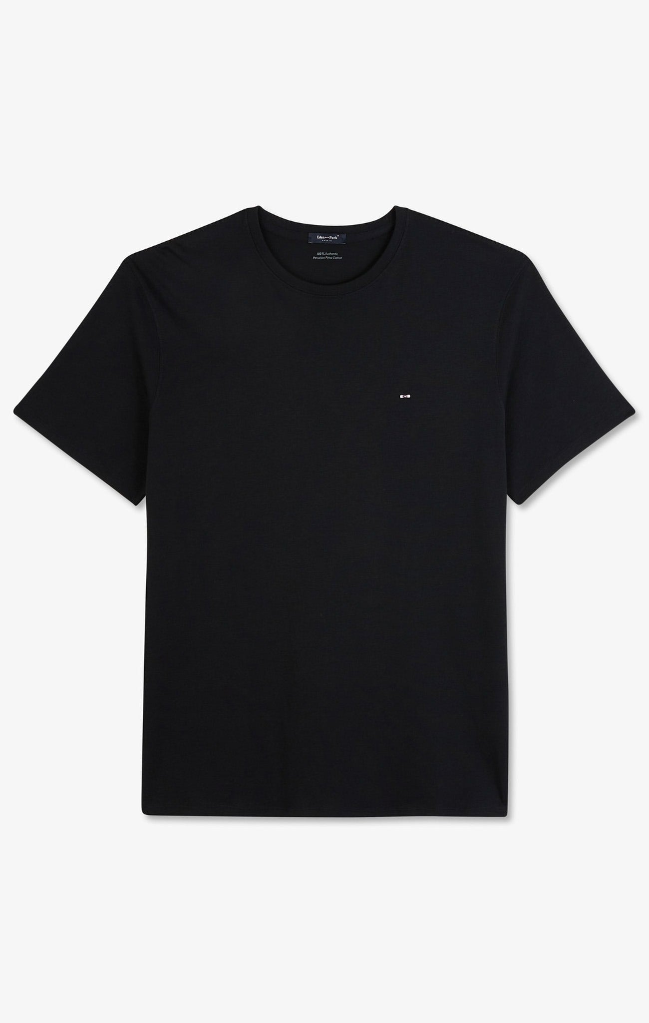 T-shirt noir col rond à manches courtes