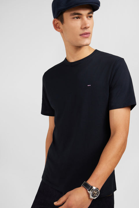 Crew neck black pima cotton t-shirt - Image 1